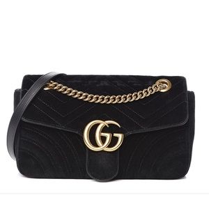 Gucci Velvet Marmont Matelasse Small Shoulder Bag